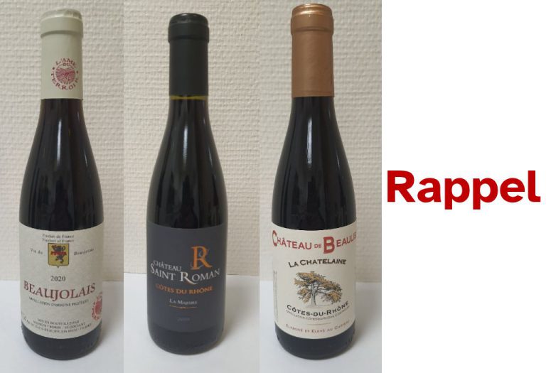 Vins rappelés du marché en raison de la suspicion de bris de verre