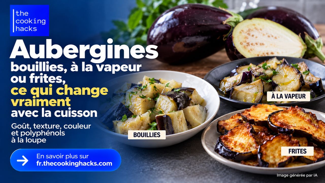 Aubergine bouillie, vapeur ou frite, ce que la cuisson change vraiment
